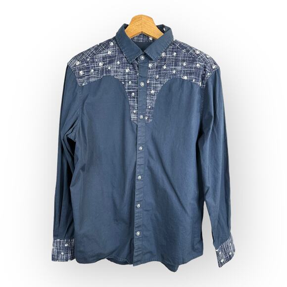 Rock Roll n Soul Mens size Small LS Western Rockabilly Button Up Shirt Skulls
